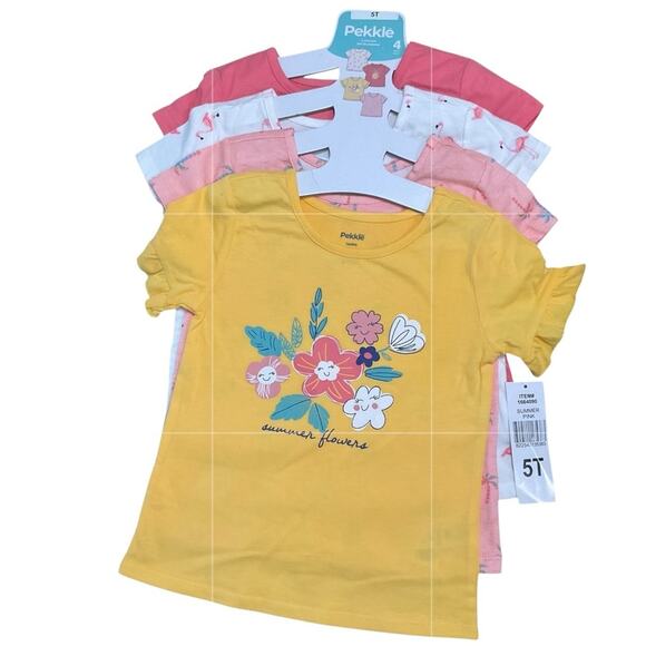 Pekkle Girls Floral Pineapple Shorts & Shirts 8 Piece Set Size 5 NWT - Picture 4 of 13